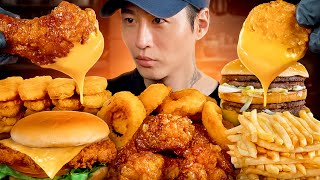 ASMR MUKBANG  Fast Food Big Mac Chicken Nuggets Onion Rings Chicken Sandwich Wings Fries [upl. by Kalfas575]