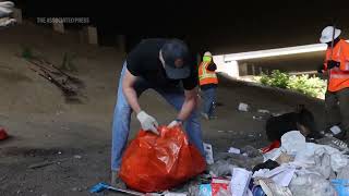 Watch Cali Gov Gavin Newsom clean up homeless encampments Get those tents off the streets [upl. by Soirtemed110]