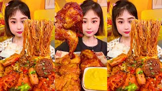 Chinese Spicy Food Asmr  chinese spicy seafood noodles  Fried Chicken Eating Spicy Food Challenge [upl. by Gladys738]