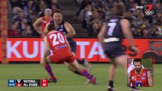 Akermanis cops a huge hit  EJ Whitten Legends Game [upl. by Wye]