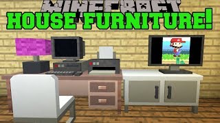 Minecraft HOUSE FURNITURE WORKING TELEVISION PC CHAIRS PRINTER LAMPS amp MORE Mod Showcase [upl. by Reprah805]