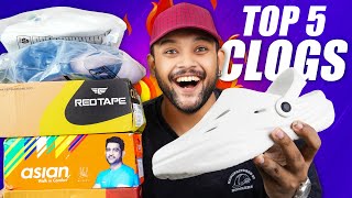 TOP 5 BEST CROCSCLOGSSLIDERS FOR MEN 🔥 Amazon Red Tape Campus Clogs Haul Review 2024  ONE CHANCE [upl. by Akinimod368]