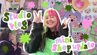 Small business Studio Vlog 🎀 Mini Etsy Shop Update new sticker sheets and how I make my stickers💚 [upl. by Hanavas255]