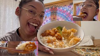 CHINESE FOOD  MUKBANG  GENERALS CHICKEN amp RICE amp CRAB RANGOON [upl. by Laird185]