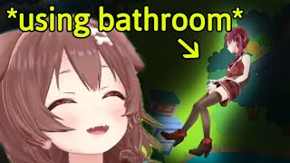 Marine Uses the Bathroom With Her 3D Tracking Still On Korone Almost Dies Laughing Hololive [upl. by Minda]