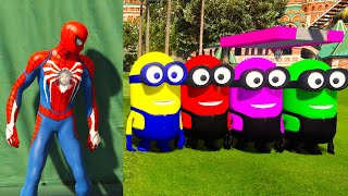 GTA 5  RED SPIDERMAN VS RED MINION VS GREEN MINION  Spiderman Funny Moments [upl. by Hernandez]