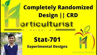 Completely Randomized Design  CRD  Stat701 Final Course [upl. by Oisangi989]