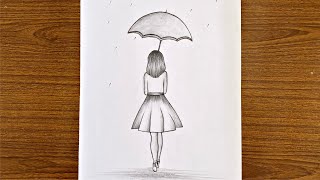 How to draw a girl with umbrella step by step  Easy drawing for girls step by step [upl. by Gruver]