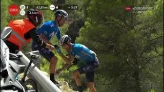 Alejandro Valverde  crash on stage 9 Vuelta 2021 [upl. by Samul]