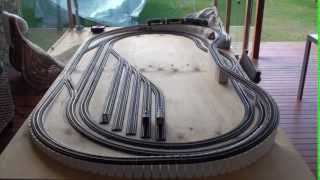 8 x 4 HO Model train layout with flyover Part 2 [upl. by Eatnahc]