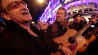 The Greatest Busk on Grafton Street  Bono and Glen Hansard busking with friends [upl. by Nibor]