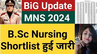 MNS Bsc Nursing 2024 Shortlist Released MNS CBT Exam date 2024 [upl. by Nahgeam]