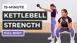 15Minute Beginner Kettlebell Workout All Standing No Repeat [upl. by Nekial181]