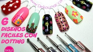 Decoración de uñas FACIL con dotting  Dotting easy nail art [upl. by Otrebliw]