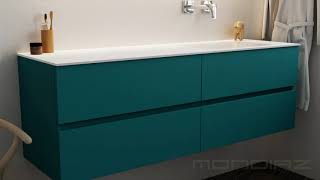 MONDIAZ Vica badkamermeubel kleur SMAG met solid surface wastafel [upl. by Yecats]