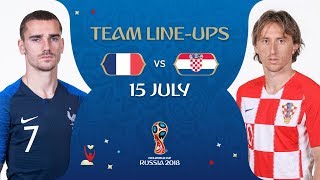 LINEUPS – FRANCE v CROATIA  2018 FIFA World Cup™ FINAL [upl. by Atiekal]