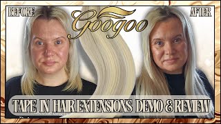 NEW ASH BLONDE GOO GOO HAIR TAPE IN EXTENSIONS Application amp Review  Clare Walch [upl. by Aprilette]