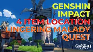 Genshin Impact  4 Item Location for Lingering Malady Quest [upl. by Hollingsworth]