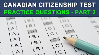 CANADIAN CITIZENSHIP TEST  PRACTICE QUESTIONS  PART 2 [upl. by Otreblif594]