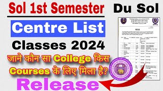 Sol 1st Semester Classes Centre List Update 202425  Sol First Semester Centre Classes List Release [upl. by Eeuqram243]