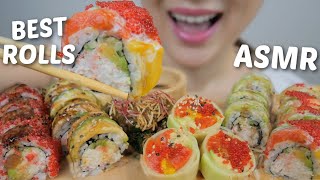 ASMR THE BEST SUSHI ROLLS My Top favourites No Talking Relaxing Eating Sounds  NE Lets Eat [upl. by Aldercy]