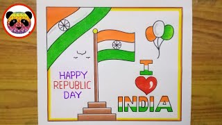 Republic Day Drawing  Republic Day Poster Drawing  How to Draw Republic Day Drawing Easy Steps [upl. by Korry]