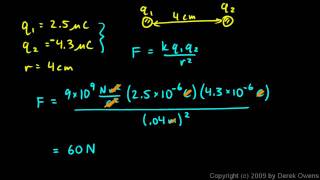 Physics 1221b  Coulombs Law  Simple Examples [upl. by Ivad669]