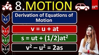 Derivation of Three Equations of Motion  Chapter 8 Motion  Class 9th Science [upl. by Shah]