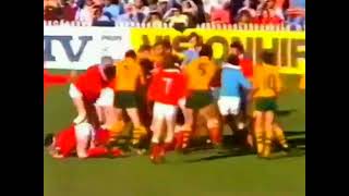 JPR WILLIAMS PUTS SOME MANNERS ON THE PESKY AUSSIES USING HIS RIGHT FIST  WALES V AUSTRALIA RUGBY [upl. by Adnimra]