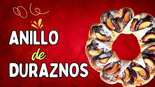 Receta Sencilla 👨‍🍳 Corona de Hojaldre con Vainillas y Duraznos🍑 [upl. by Nauqes]