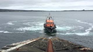 RNLB Storm Rider Visits the Old Penlee Slipway at Mousehole [upl. by Primaveras]