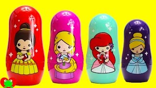 Disney Princess Nesting Dolls and Shopkins Makeup with Surprises [upl. by Suiratnod]