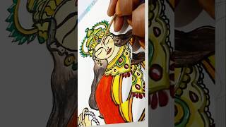 Maa🙏 saraswati painting easy navratri maa saraswati drawing shorts viralvideo bts status [upl. by Guria]