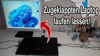 Laptop zugeklappt nutzen und laufen lassen mit Bildschirm bei Windows 11 [upl. by Iila233]