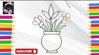 How to draw Flower pot  Easy Flower Vase Drawing 🥀Pencil sketch🌺 craftyfunda6979 [upl. by Joshua110]