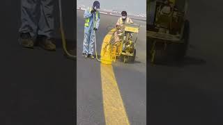 Airstrip spraying marking paint Good tools and machinery can increase work efficiency [upl. by Ellenwahs]