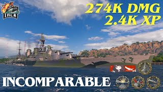 INCOMPARABLE 274K DMG worldofwarshipsreplays worldofwarship 4kills [upl. by Tab]