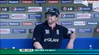 Eoin Morgan Unbelievable shot off Ravi Rampaul [upl. by Sorodoeht]