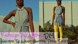 DIY Halter Tie Waist Button Down ShirtRYC 5 [upl. by Panta]