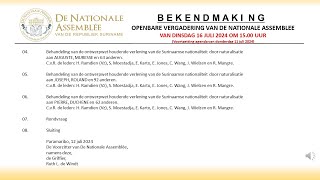 16 juli 2024  OPENBARE VERGADERING VAN DE NATIONALE ASSEMBLEE [upl. by Auhsot]