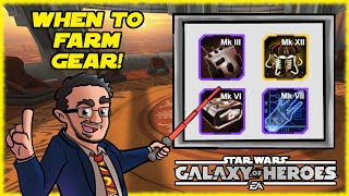 SWGOH  When To STOP Farming Characters and START Farming Gear [upl. by Pyszka279]