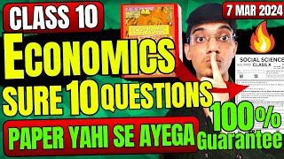 Economics Sure 10 Guaranteed Questions 🤯 Board Exam Class 10 Economics important questions class 10 [upl. by Enaud]