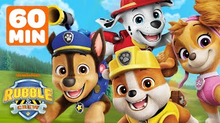 PAW Patrol Pups Visit Rubble in Builder Cove w Chase amp Skye  1 Hour Compilation  Rubble amp Crew [upl. by Mcquillin]