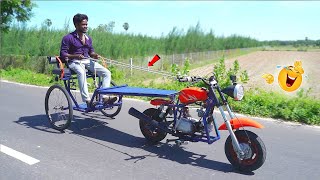 Bike❌️ குதிரை சவாரி😅100 Real  Making Horse Cart with Bike  MrVillage Vaathi [upl. by Gomar14]