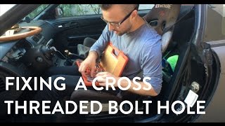 Re tapping a bolt hole fixing cross threaded hole for my seats 240sx [upl. by Katrine]