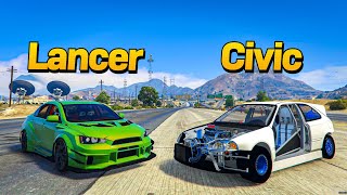 Usamos La Honda Civic Para Retar Un Lancer Evo X Gta Rp [upl. by Reppep]