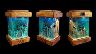 DIY Night Lamp with Resin and Old Wood 💡 Miniature Winter Scenery ❄ [upl. by Elliott]