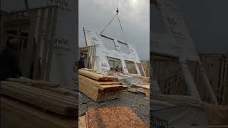 Exterior Wall installed framing construction timelapse cranelifting carpentry [upl. by Gesner]