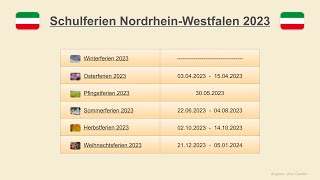 Schulferien Nordrhein Westfalen 2023 [upl. by Ellehcem543]