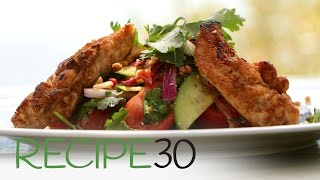 Spicy Fried Chicken Tenderloins on Thai Salad  By RECIPE30com [upl. by Imre]